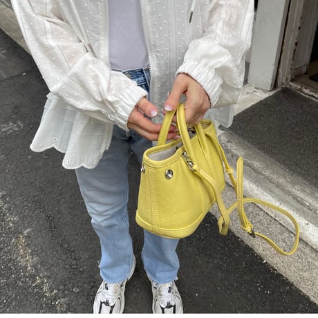 Leather mini tote bag(Yellow)付属ポーチなし