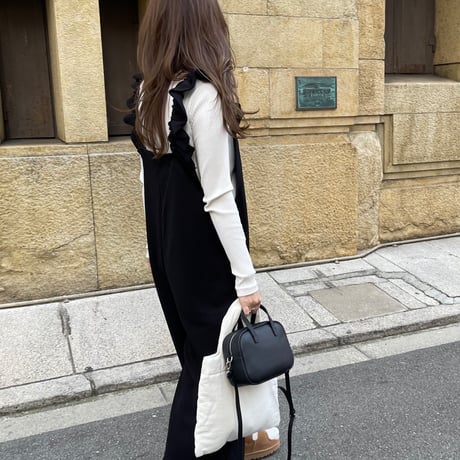 Leather mini square bag(Black)