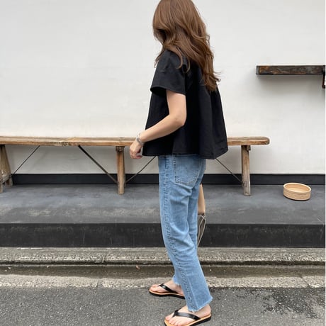 A-line gather flare tops(Black)
