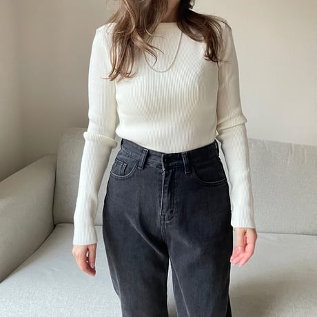 Boat neck rib knit(Ivory)