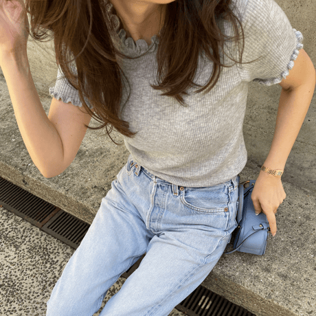 Mellow piping half knit(Gray)