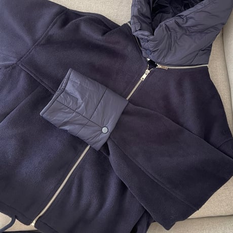 2way wool short coat (Navy)
