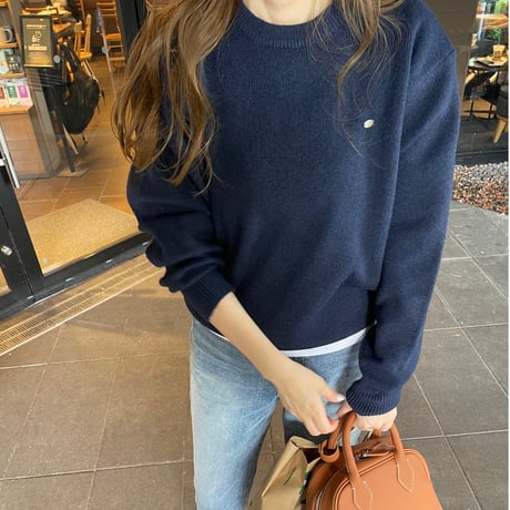Gold plate basic knit(Navy)