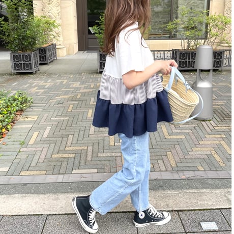 Teard stripe frill tops (White)