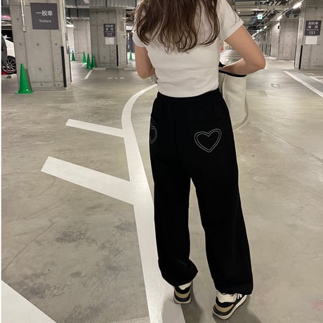 Heart sweat pants (Black)