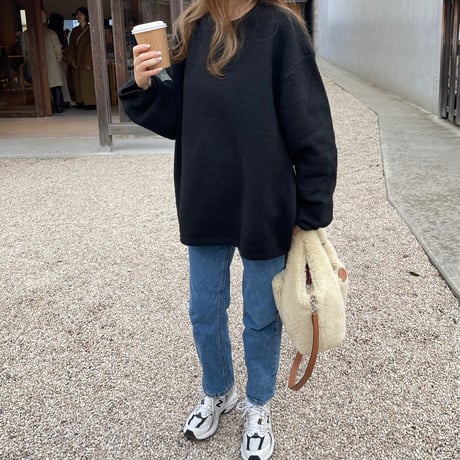 Over size wool knit(Black)