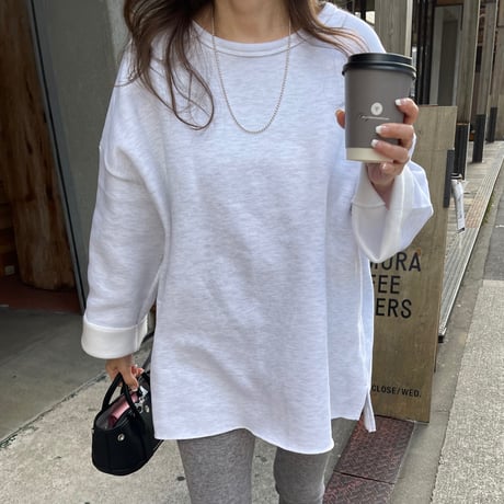 Side cut box pullover(Light gray)