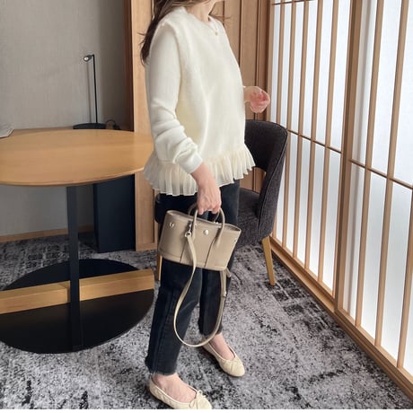 Chiffon frill knit vest (lvory)