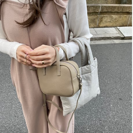 Leather mini square bag(Greige)