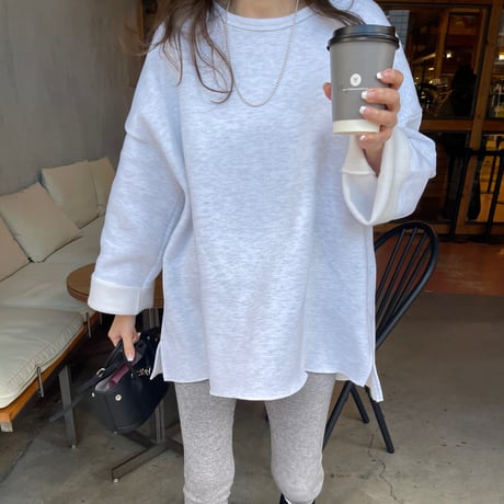 Side cut box pullover(Light gray)