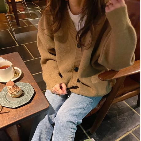 Trad volume cardigan (Brown)