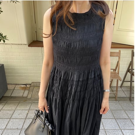 Shirring onepiece(Black)