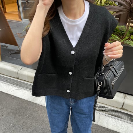 Wide cocoon vest(Black)