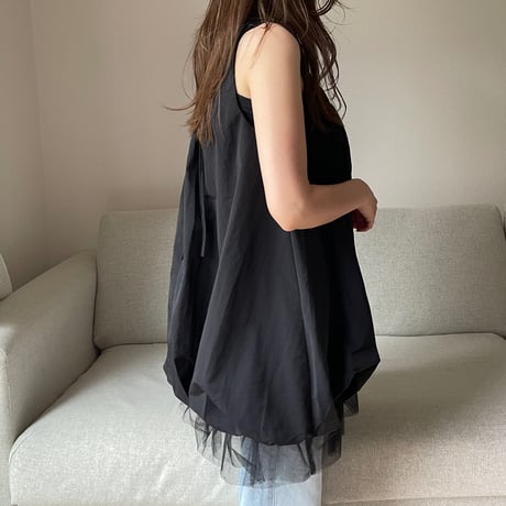 Balloon chiffon mini onepiece(Black)