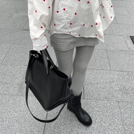 Leather large tote bag(Black)
