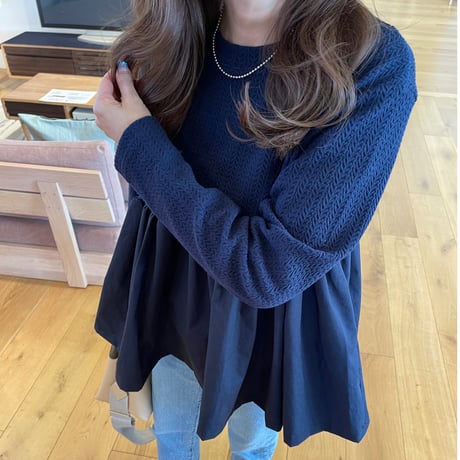 Volume flare pullover (Navy)