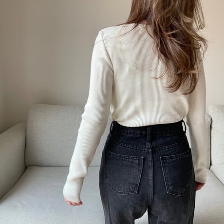 Boat neck rib knit(Ivory)