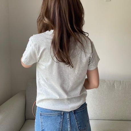 Heart basic t-shirts(Light gray)
