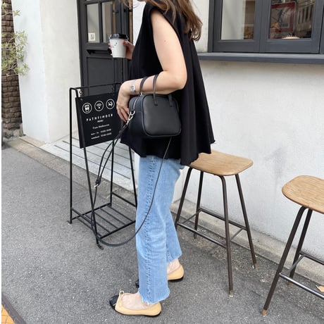 Tuck flare sweat tops(Black)