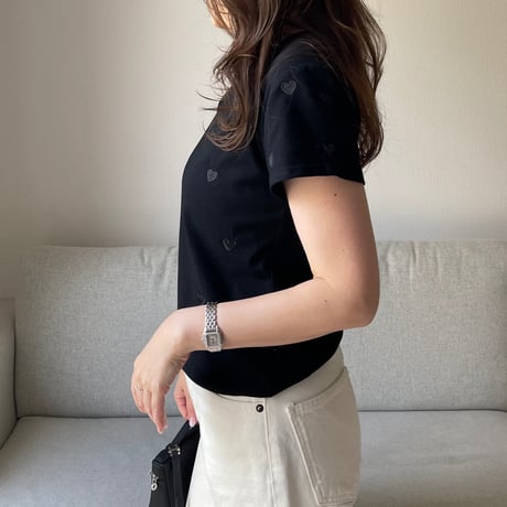 Heart basic t-shirts(Black)