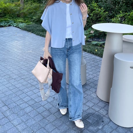 Knit cape cardigan(Blue)