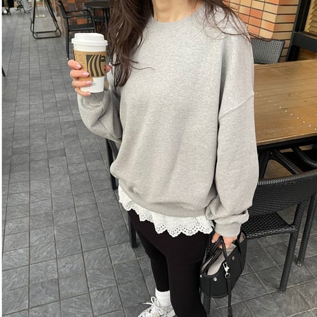 Layered lace sweat(Gray)