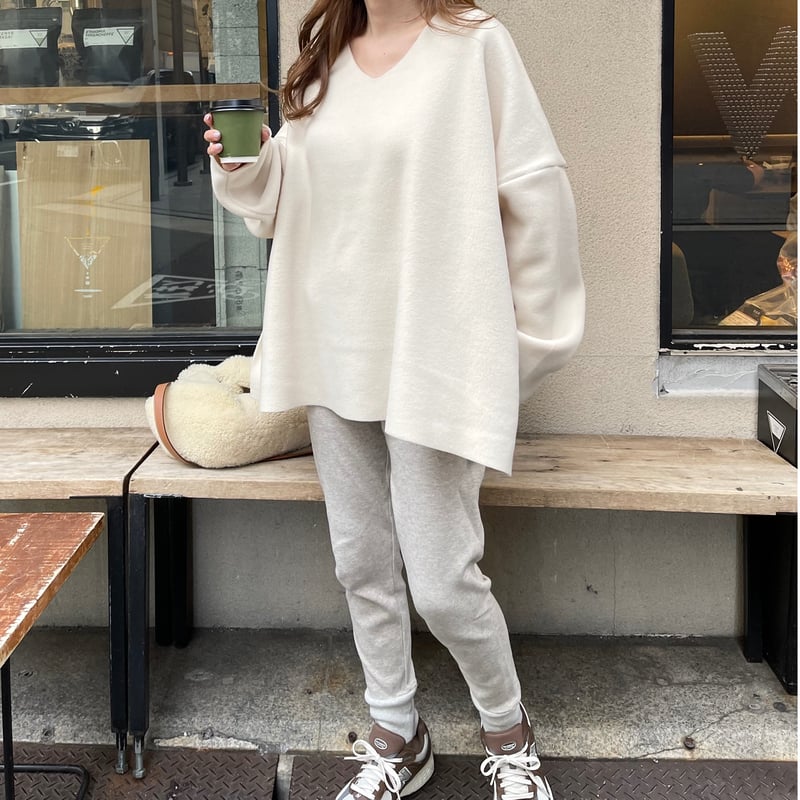kstyle/Fleece v-neck pullover(Ivory