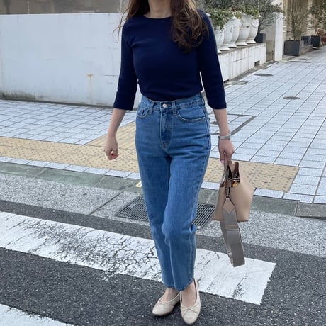 2way waffle tops(Navy)