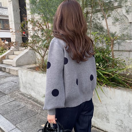 Dot cardigan(Gray)