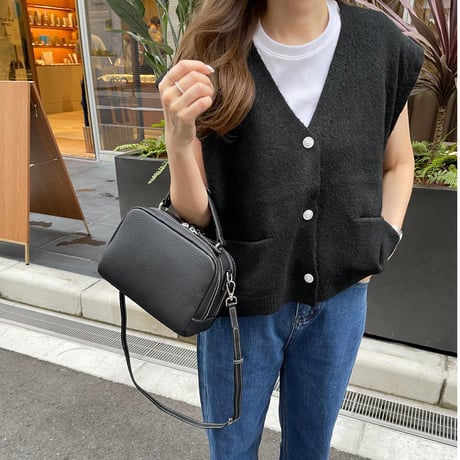 Wide cocoon vest(Black)