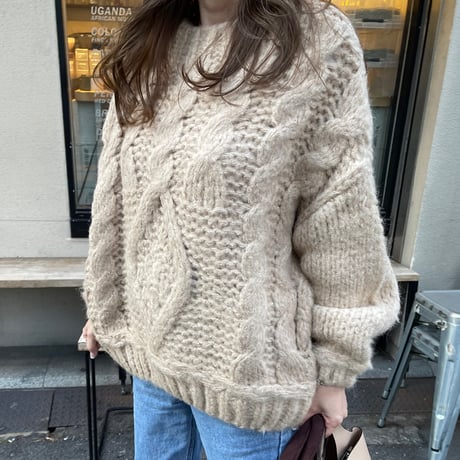 Low gauge volume knit(Beige)