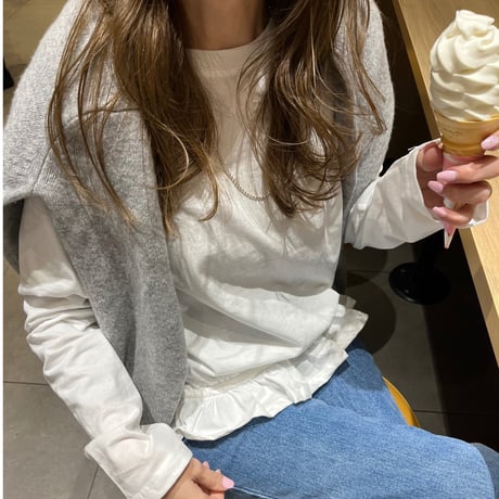 Frill gather cutsew(White)