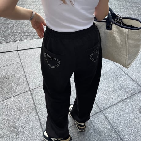 Heart sweat pants (Black)