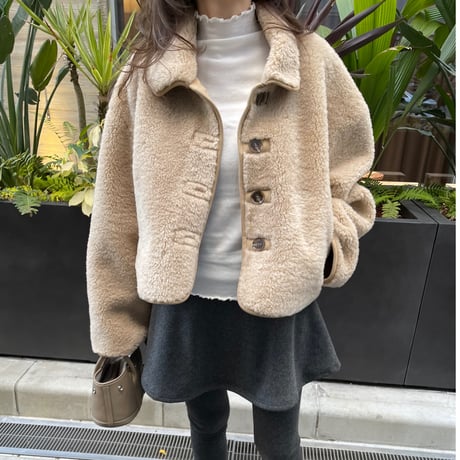 Boa cocoon sleeve jacket(Camel)