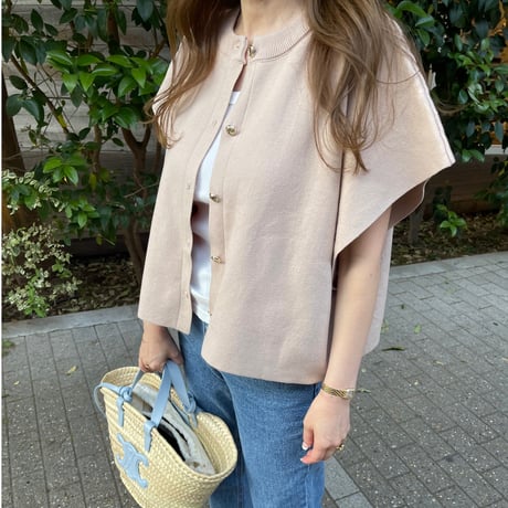Knit cape cardigan(Beige)