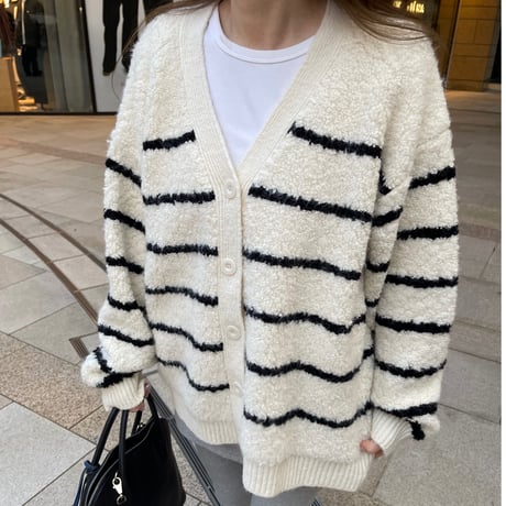 Boa wool boader cardigan(Ivory)