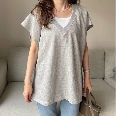 V-neck sweat vest(Gray)