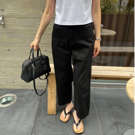 Cotton stretch ankle pants(Black)