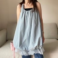 Balloon chiffon mini onepiece(Blue)