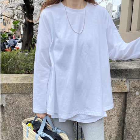 A-line flare t-shirts (White)