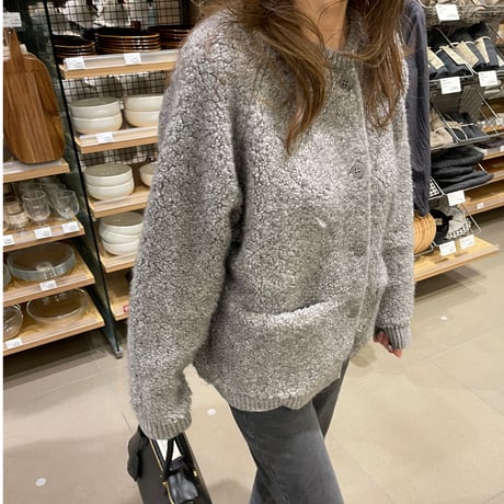 Bouclé knit cardigan(Gray)