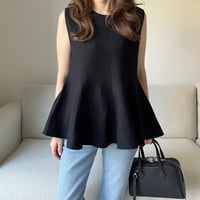 Flare knit pullover(Black)