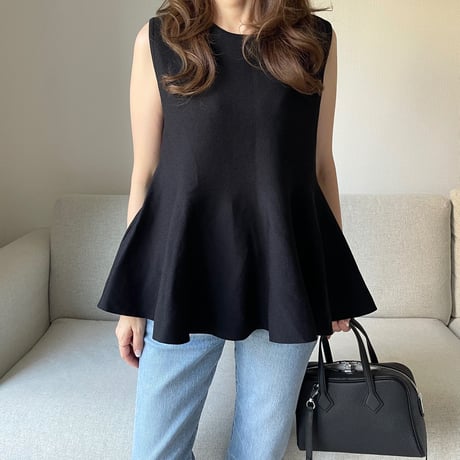 Flare knit pullover(Black)