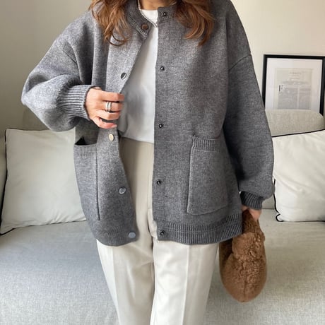 Double pocket cardigan (Gray)