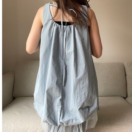 Balloon chiffon mini onepiece(Blue)