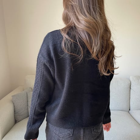 Argyle knit cardigan(Black)