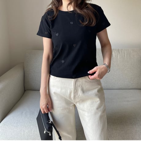 Heart basic t-shirts(Black)