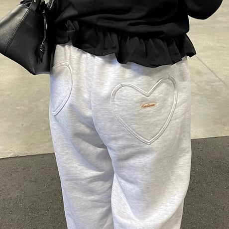 Heart pocket sweat pants(Light gray)