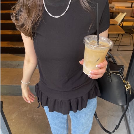Frill rib tops(Black)