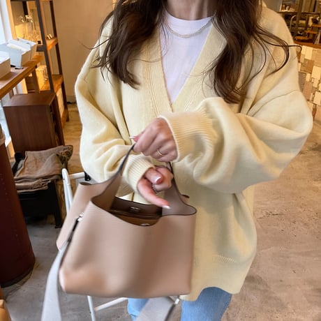 Side slit over cardigan(Yellow)